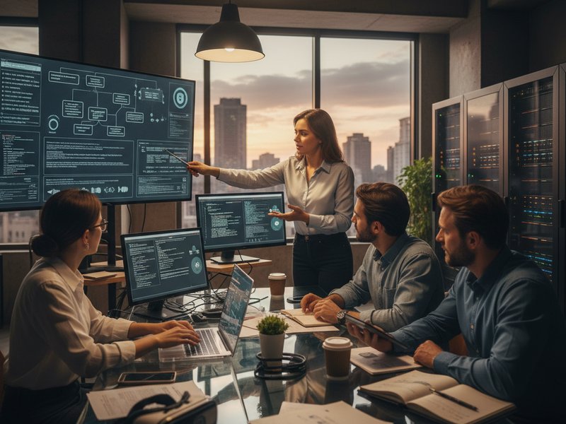 Команда ЮрПортал Онлайн обсуждает договорное право для онлайн-торговли в офисе.